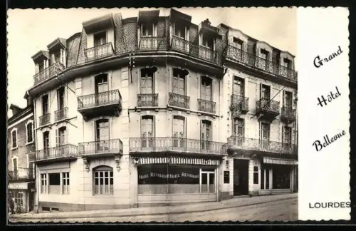 AK Lourdes, Grand Hotel Bellevue, 58-62, Rue de la Grotte