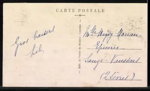 AK Lourdes, Kirche, Denkmal, Ortspartie