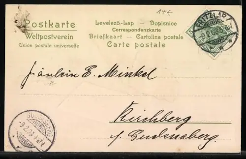 AK Schmetterling mit Nachricht in der Luft