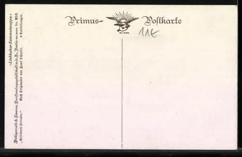 Künstler-AK Zwei miteinander kommunizierende Papageien