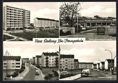 AK Frankfurt am Main-Preungesheim, vier Ansichten der neuen Siedlung