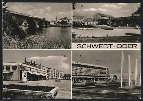 AK Schwedt /Oder, Kaufhaus Centrum, Kaufhalle am Centra am Centravorplatz, Kaufhalle Marchlewskiring