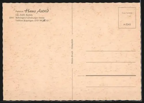 AK Behringen /Lüneburger Heide, Pension Haus Astrid, Inh. Edith Bartels