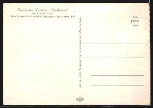 AK Borstel / Bispingen, Gasthaus u. Pension Lönsklause, Aussenansicht mit Gästen