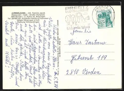 AK Borstel / Bispingen, Restaurant Lönsklause, Inh. Familie Jacob, Interieur