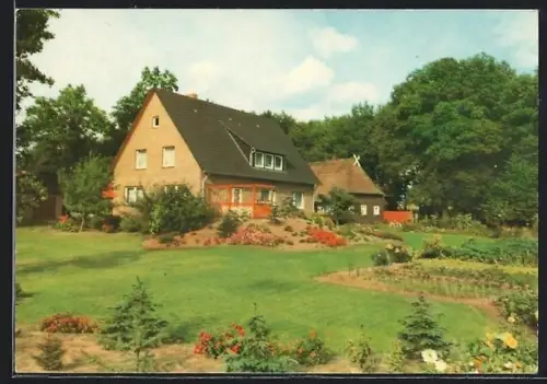 AK Behringen /Lüneburger Heide, Pension E. Willenbockel, Aussenansicht mit umgebender Natur