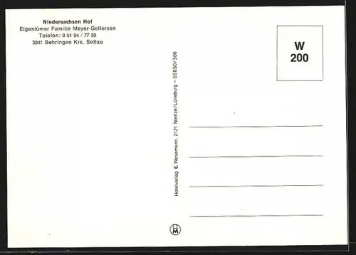 AK Behringen / Lüneburger Heide, Niedersachsen Hof, Inh. Familie Meyer-Gellersen, Aussenansicht mit Grünanlagen