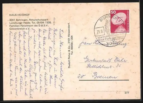 AK Behringen /Lüneburger Heide, Haus Heidhof in der Aussenansicht mit Grünanlagen