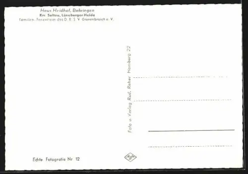 AK Behringen / Lüneburger Heide, vier Ansichten Haus Heidhof und Umgebung