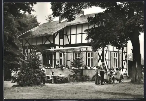 AK Ilsenburg /Harz, Raststätte Plessenburg, Aussenperspektive mit Besuchern