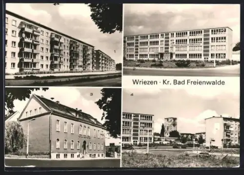 AK Wriezen, Kirchhofstrasse, Salvador-Allende-Oberschule, Klubhaus, Ortspartie