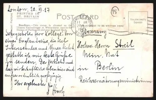 AK London, Boadicea, Thames Embankment, Tramway