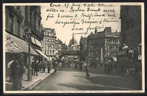 AK London, Ludgate Circus, shewing St. Paul`s