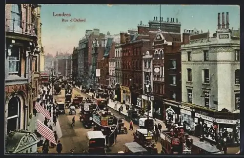 AK London, Rue d`Oxford mit Verkehr