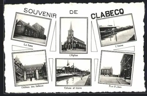 AK Clabecq, La Gare, Rue St. Jean, Chateau des Italiens