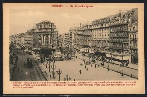 AK Brüssel, De Brouckèreplatz aus der Vogelschau