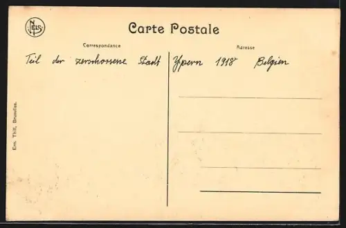 AK Ypres, Ruines 1914-18, Ruines de l`Entrée de la Ville, Porte de Lille