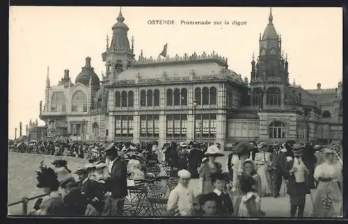 AK Ostende, Promenade sur la digue