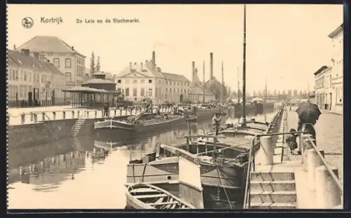 AK Courtrai, La Lys et le Marche aux Poissons