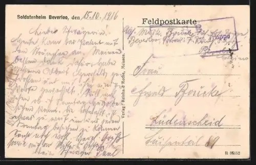 AK Leopoldsburg, Ortsansicht aus der Vogelschau, Soldatenheim Beverloo