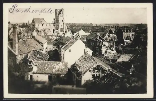 AK Passchendaele, Strassenpartie mit Kirche