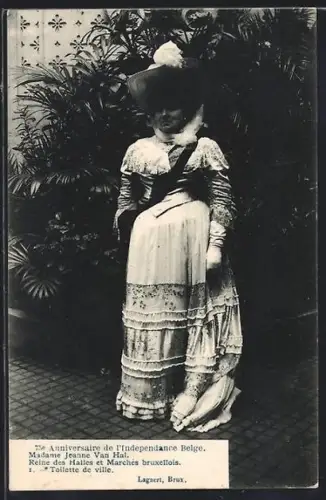 AK Bruxelles, 73e Anniversaire de l`Independance Belge, Madame Jeanne Van Hal, Reine des Halles et Marchés bruxellois