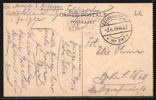 AK Bruges, Rue aux Laines, Strassenpartie