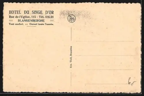 AK Blankenberghe, Hotel du Singe d`Or, Rue de l`Eglise 115