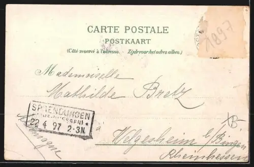 Lithographie Ostende, La Digue de mer, Le Chalet Royal, Vue générale