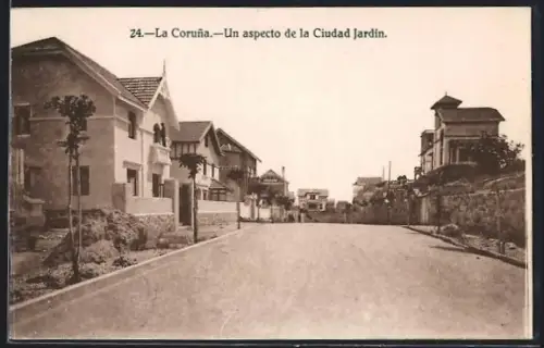AK La Coruna, Un aspecto de la Ciudad Jardín