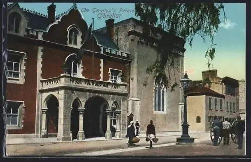AK Gibraltar, The Governor`s Palace mit Passanten