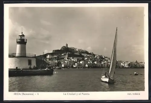 AK Ibiza /Baleares, La Ciudad y el Puerto, Leuchtturm