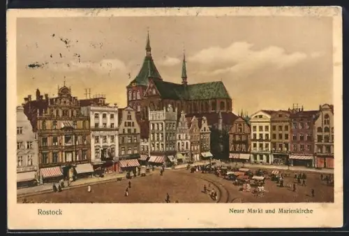 AK Rostock, Neuer Markt und Marienkirche