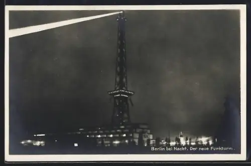 AK Berlin-Charlottenburg, Funkturm bei Nacht