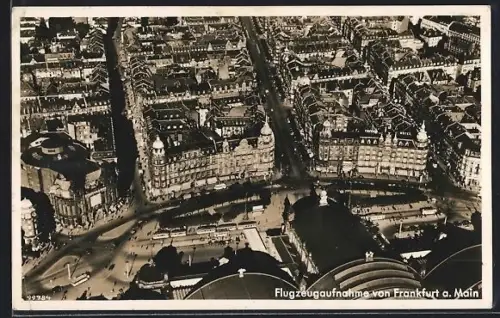 AK Frankfurt a. Main, Bahnhofsviertel vom Flugzeug aus