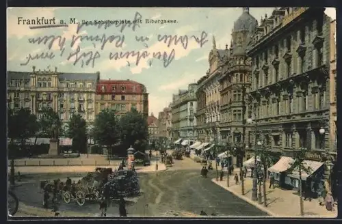 AK Frankfurt a. M., Schillerplatz mit Biebergasse