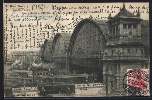 AK Frankfurt a. M., Hauptbahnhof von Norden