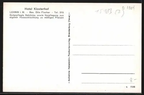 AK Lehnin i. Mark, Hotel Klosterhof, Inh. Otto Fischer