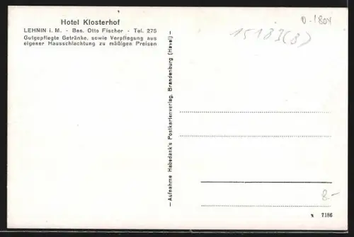AK Lehnin i. Mark, Hotel Klosterhof, Inh. Otto Fischer