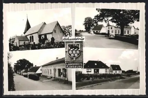 AK Kleinwolstrup /Flensburg, Kirche, Strassenpartie