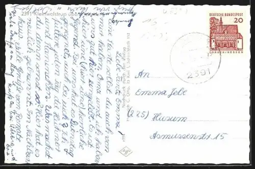 AK Kleinwolstrup /Flensburg, Kirche, Strassenpartie