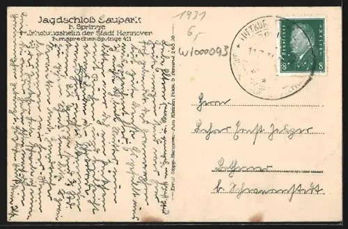 AK Springe, Jagdschloss Saupark, Erholungsheim der Stadt Hannover