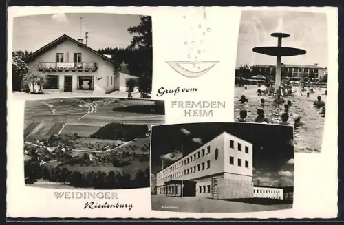 AK Riedenburg bei Füssing, Gasthaus W. u. M. Weidinger, Schwimmbad