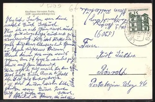 AK Leuscheid /Siegkr., Gasthof Waldesruh, Westerwaldhaus, Kath. Kirche