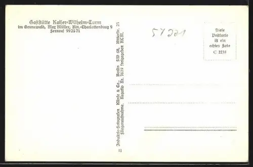 AK Berlin-Grunewald, Gasthaus Kaiser-Wilhelm-Turm