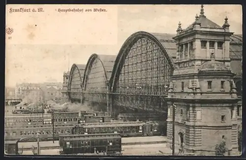 AK Frankfurt a. M., Hauptbahnhof von Westen