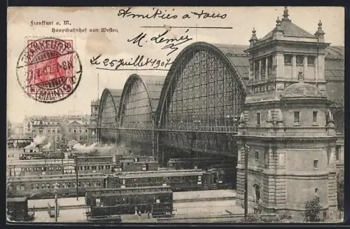 AK Frankfurt a. M., Hauptbahnhof von Westen