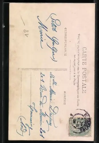 AK Mond mit Gesicht lächelt auf ein Kind herab