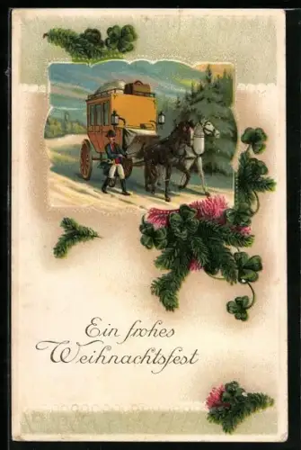 AK Postkutsche, Weihnachtsgruss