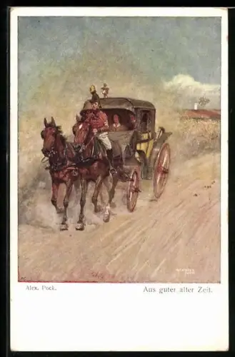 Künstler-AK Brüder Kohn (B.K.W.I) Nr. 1062: Aus guter alter Zeit, Postkutsche